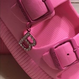 🌸❤️ BEBE slides slip on NWOT bling Hot Pink size 9/10🌸❤️